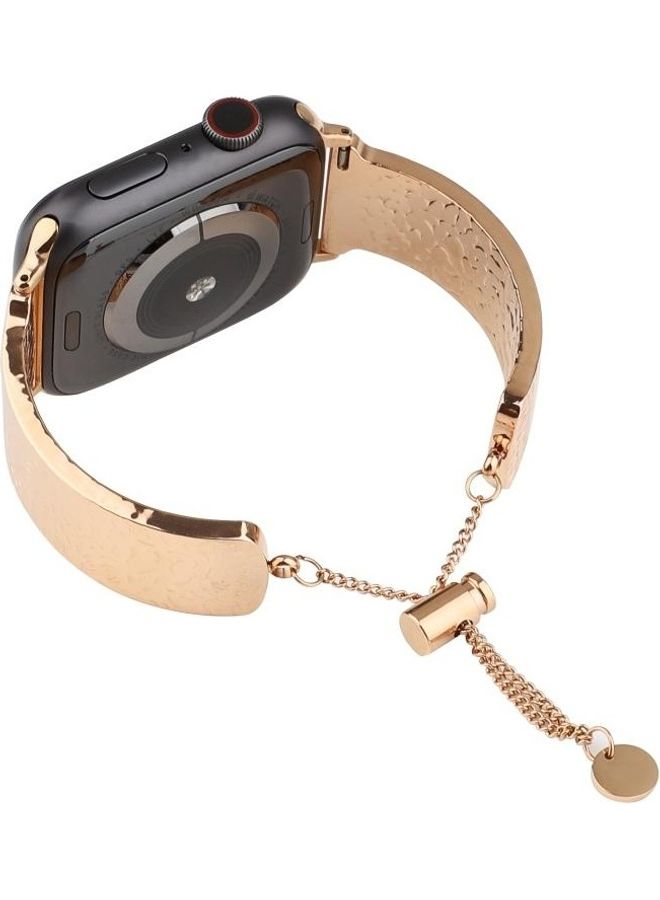 NIBEMINENT Simple 316 Stainless Steel Embossed Bracelet Watchband for Apple Watch Series 7/6/SE/5/4/3/2/1 38/40/41mm Rose Gold - Image 2