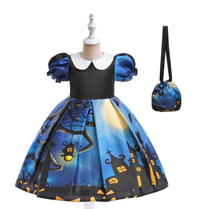 Loquat Ghost Halloween Costume Moon Castle Print Dress Kids Party Cosplay Cosplay Dress - Image 4