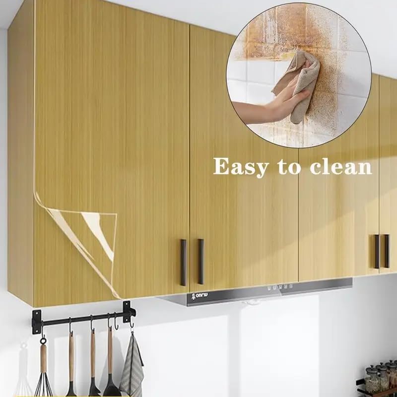 LIVECOOL Transparent Kitchen Oil-Proof Sticker Waterproof Clear Kitchen Tile Stove Table Furniture Protection Film,Temperature and Oil Resistant Self-Adhesive (Tranparent Wall Sheet 20 X 80 inch) - Image 3