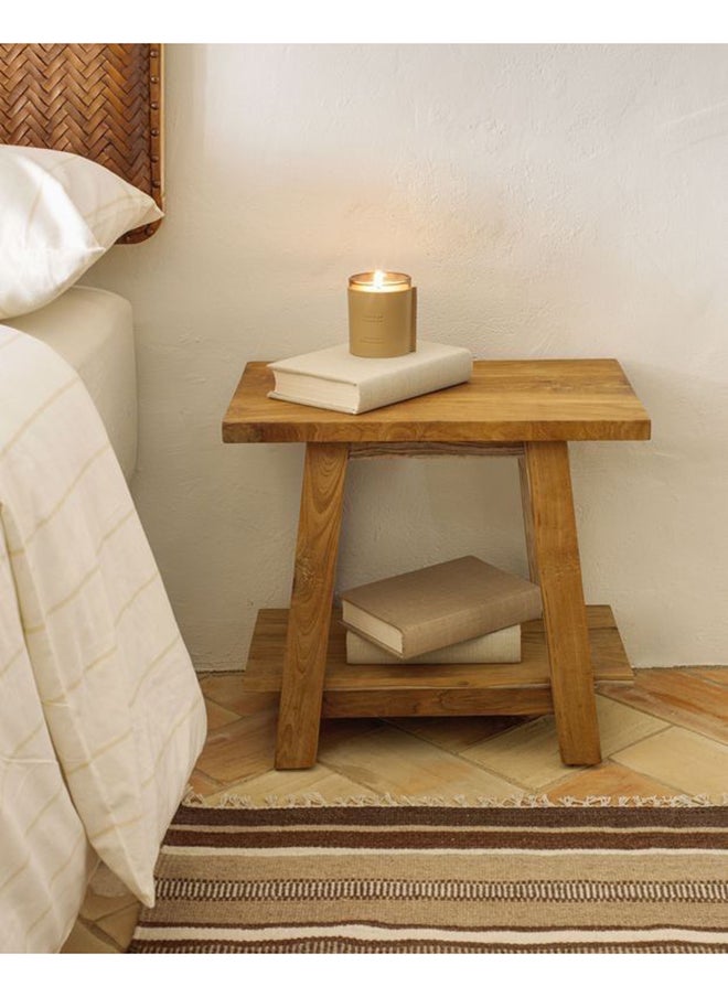 Art Wood Commode/Side Table -  Natural Suede Wood 