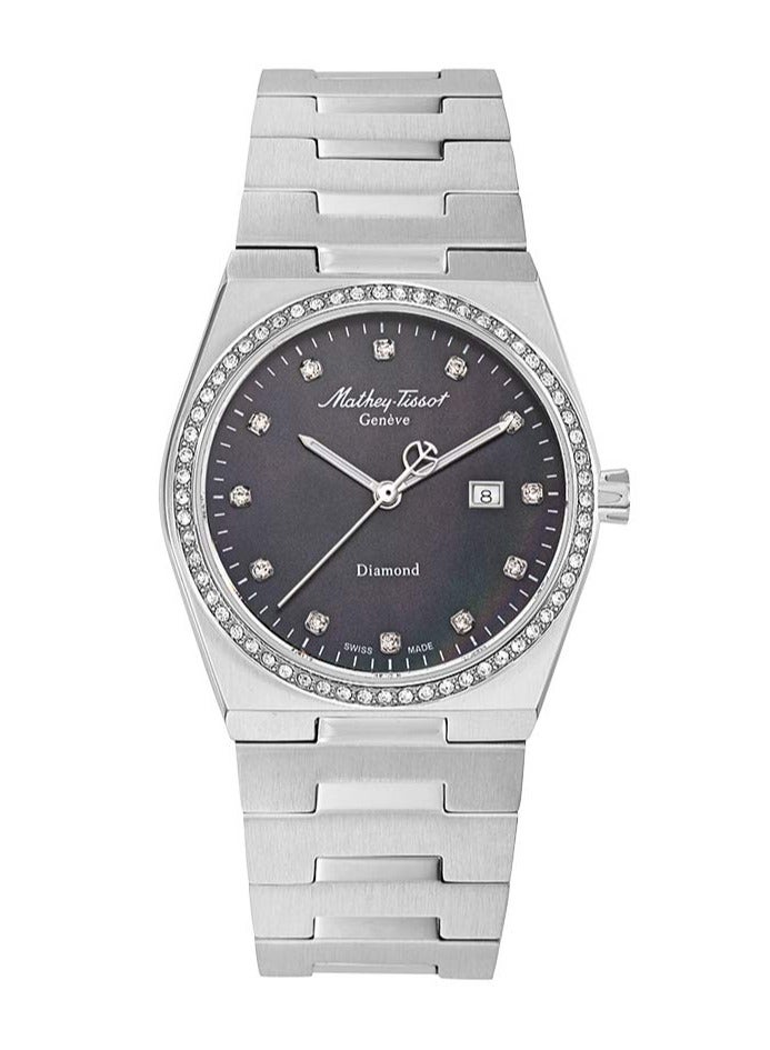 Mathey-Tissot Zeus Lady Diamond Quartz Black Dial Watch D118SAN