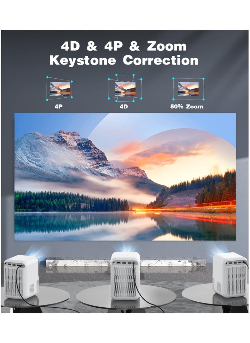 Mini Projector Bluetooth WiFi [Electic Focus], Built-in Netflix Native 1080p 15000 Lumens Portable Smart TV Projector, Support 4K, Office DOC, 4D 4P Keystone, 50% Digital Zoom for Phones Laptop PS5 - Image 3