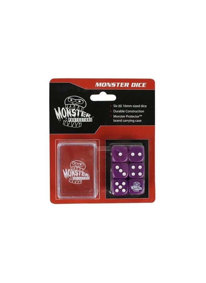 Monster Protectors Dice - Monster Protectors Set of 6 D6 Logo Die with Pocket Carrying Case (Purple) 
