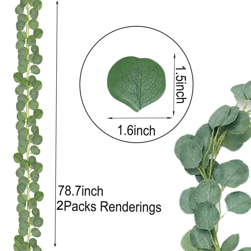 Groumh Eucalyptus Garland,Artificial Eucalyptus Leaves Table Greenery Garland Wreath Vines for Wedding Party Table Fireplace Bedroom Wall Room Decor (4PCS) - Image 5