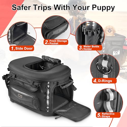 Goldfire Motorcycle Dog/Cat Carrier, Portable Pet Carrier Voyagers Dog Carrier Crate for Street Glide Road King with Luggage Rack or Sissy Bar UTV ATV Touring Trike Models(Black) - Image 4
