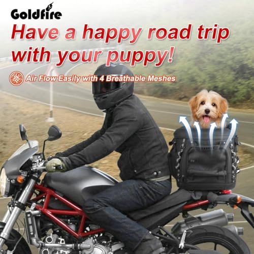 Goldfire Motorcycle Dog/Cat Carrier, Portable Pet Carrier Voyagers Dog Carrier Crate for Street Glide Road King with Luggage Rack or Sissy Bar UTV ATV Touring Trike Models(Black) - Image 2