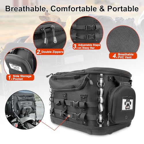 Goldfire Motorcycle Dog/Cat Carrier, Portable Pet Carrier Voyagers Dog Carrier Crate for Street Glide Road King with Luggage Rack or Sissy Bar UTV ATV Touring Trike Models(Black) - Image 5