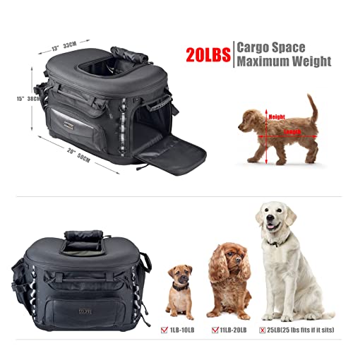 Goldfire Motorcycle Dog/Cat Carrier, Portable Pet Carrier Voyagers Dog Carrier Crate for Street Glide Road King with Luggage Rack or Sissy Bar UTV ATV Touring Trike Models(Black) - Image 3