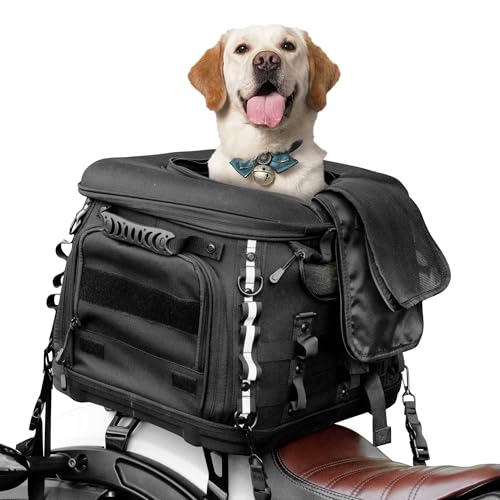 Goldfire Motorcycle Dog/Cat Carrier, Portable Pet Carrier Voyagers Dog Carrier Crate for Street Glide Road King with Luggage Rack or Sissy Bar UTV ATV Touring Trike Models(Black) - Image 1