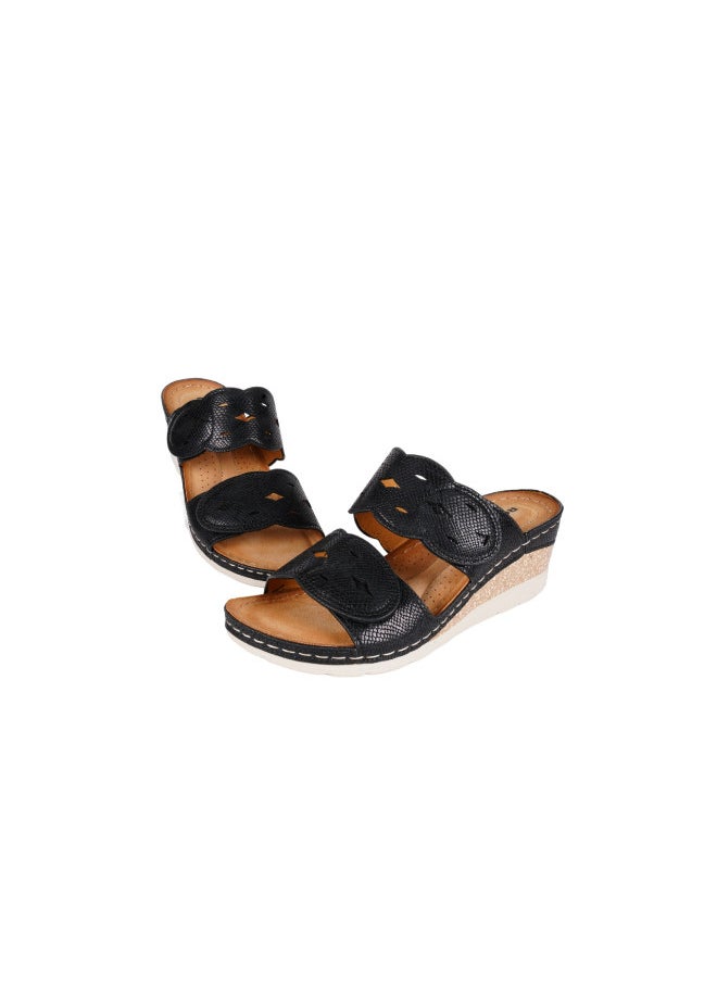 ROMIKA - 117-348 Romika Ladies Wedge Heel Sandals604 Black - Image 1