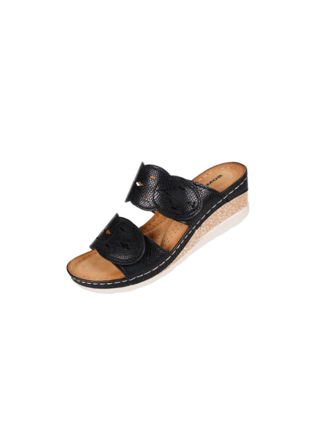 ROMIKA - 117-348 Romika Ladies Wedge Heel Sandals604 Black - Image 1
