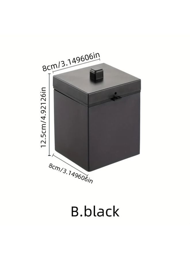 Black Stainless Steel Ashtray With Windproof Lid Portable For Car Office - Image 1