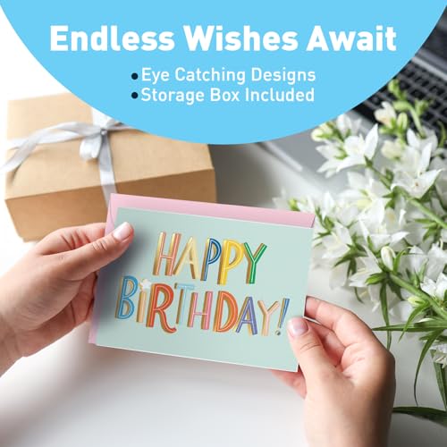 Sweetzer & Orange Happy Birthday Cards with Envelopes and Assortment Box – Variety Set of 50 Assorted Birthday Notes. Perfect Bulk Pack for Celebrations, Office, Friends & Special Occasions-4x5.5 - Image 4