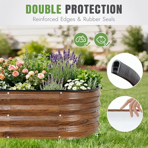 INNO STAGE 3Pcs Galvanized Raised Garden Bed Kit, Outdoor Metal Raised Garden Beds for Vegetables, Rust-Resistant & Easy Assembly, 4x2x1ft Oval Raised beds for Gardening, Flowers, Herbs (White) - Image 3