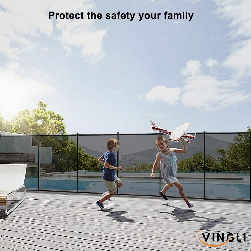 VINGLI 4Ft x 12Ft Black Pool Fence Swimming Pool Fence in Ground Pool Safety Fencing - Image 2