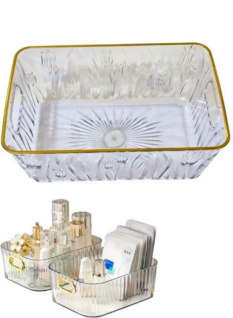 منظم مكياج أكريليك، منظم أدوات الحمام والتخزين، مثالي للمكتب وأسطح الخزانة، رائع لمستحضرات التجميل والعناية بالبشرة وأحمر الشفاه 26*19*13 سم