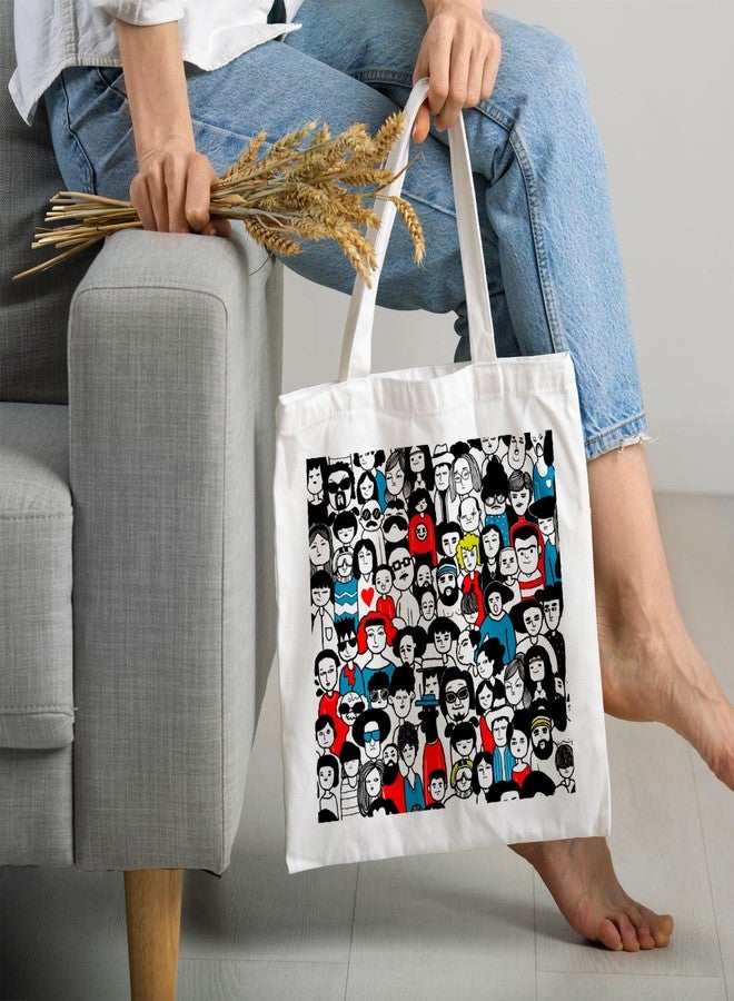 ARTBUG Tote Bag for Women with zip, Aesthetic Canvas tote bag for college girls, office, stylish and reusable - Peoples - D No - 046 - Image 2