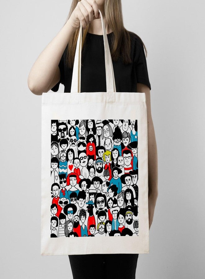 ARTBUG Tote Bag for Women with zip, Aesthetic Canvas tote bag for college girls, office, stylish and reusable - Peoples - D No - 046 - Image 3