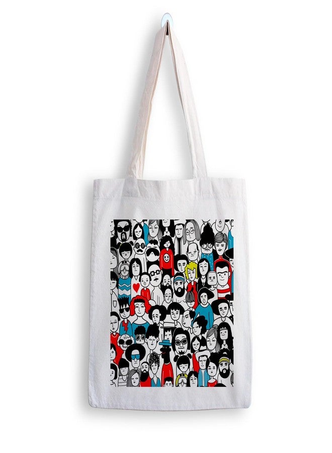 ARTBUG Tote Bag for Women with zip, Aesthetic Canvas tote bag for college girls, office, stylish and reusable - Peoples - D No - 046 - Image 1