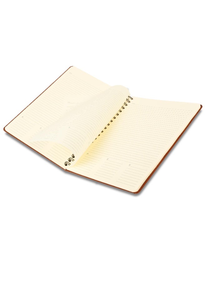 FIS Executive Bonded Leather Spiral Notebook, Size: 265x200mm, 72 Sheets, Round Corner, Sewn Cover, 70 gsm Ivory Paper, Brown Color, Pack in Gift Box-FSNBSEXIVBLBR  - Image 4