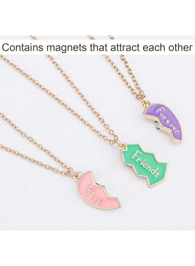 مجموعة من 3 قطع - قلادات ساحرة على شكل قلب من BFF بألوان باستيل - نقش "أفضل صديقات للأبد"، مصنوعة من سبائك الزنك مع سلسلة ذهبية اللون، هدية مثالية للصداقة للفتيات، هدية للأصدقاء | قلادة صداقة | إكسسوار ساحر - Image 4