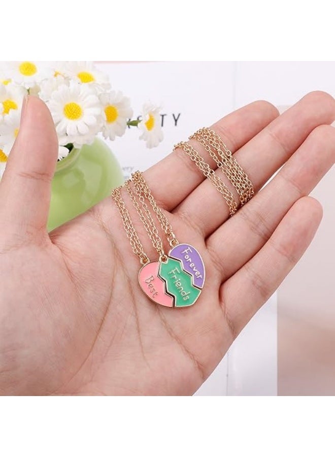 مجموعة من 3 قطع - قلادات ساحرة على شكل قلب من BFF بألوان باستيل - نقش "أفضل صديقات للأبد"، مصنوعة من سبائك الزنك مع سلسلة ذهبية اللون، هدية مثالية للصداقة للفتيات، هدية للأصدقاء | قلادة صداقة | إكسسوار ساحر - Image 5
