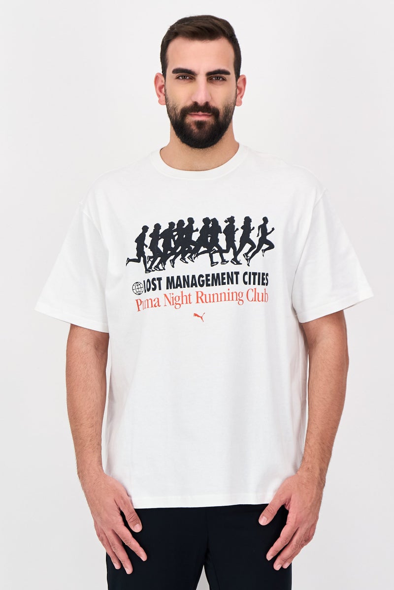 Puma x Lost Management Cities Men Sportswear Fit Short Sleeve Running T-Shirt, White - Image 1