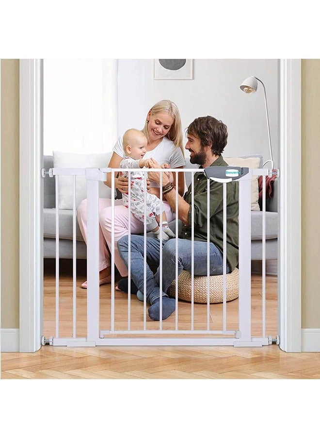 Beauenty Auto Close Safety Baby Gate No Drilling, Extra Wide Baby Gate 75-84cm+30CM Extension for 105-114cm Stairs Safety Gate, Indoor Safety Gates for Dog Gate Pet Fence Doorway Hallway and Stair Use - Image 1