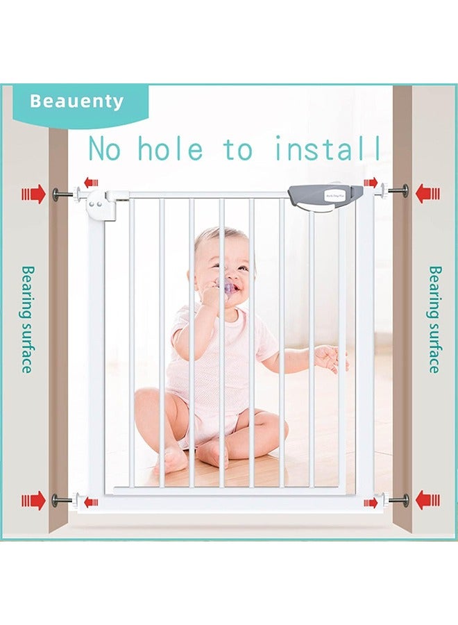 Beauenty Auto Close Safety Baby Gate No Drilling, Extra Wide Baby Gate 75-84cm+30CM Extension for 105-114cm Stairs Safety Gate, Indoor Safety Gates for Dog Gate Pet Fence Doorway Hallway and Stair Use - Image 3