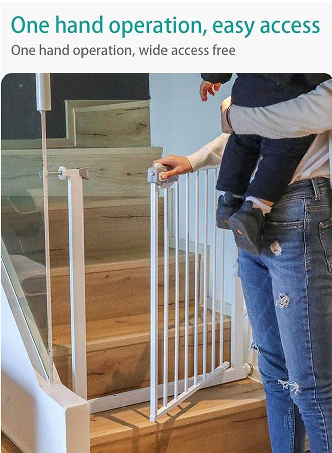 Beauenty Auto Close Safety Baby Gate No Drilling, Extra Wide Baby Gate 75-84cm+30CM Extension for 105-114cm Stairs Safety Gate, Indoor Safety Gates for Dog Gate Pet Fence Doorway Hallway and Stair Use - Image 5