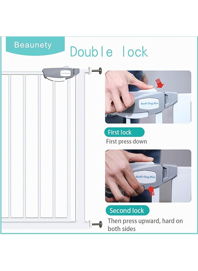 Beauenty Auto Close Safety Baby Gate No Drilling, Extra Wide Baby Gate 75-84cm+30CM Extension for 105-114cm Stairs Safety Gate, Indoor Safety Gates for Dog Gate Pet Fence Doorway Hallway and Stair Use - Image 4