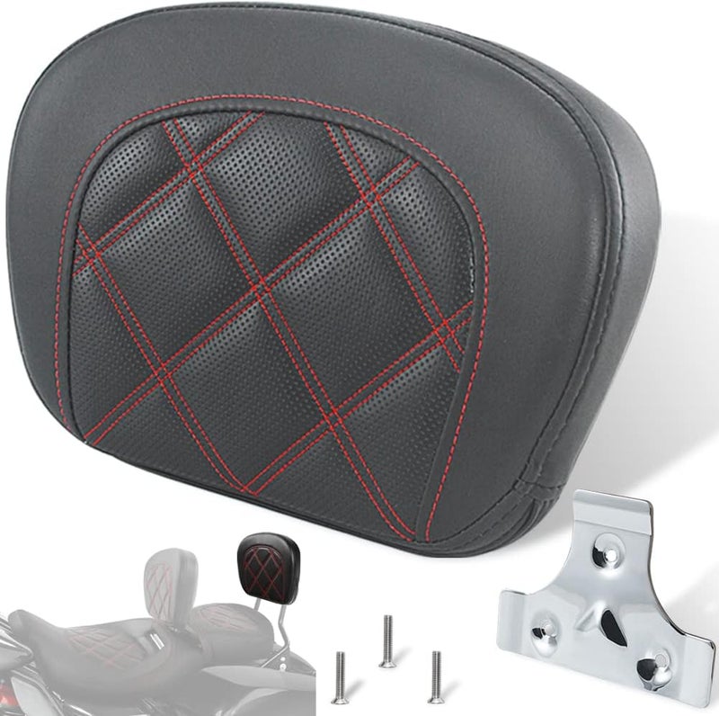 FOVPLUE Passenger Backrest Pad Sissy Bar Pad for Harley Touring Models with Double Red Stitching - Image 1