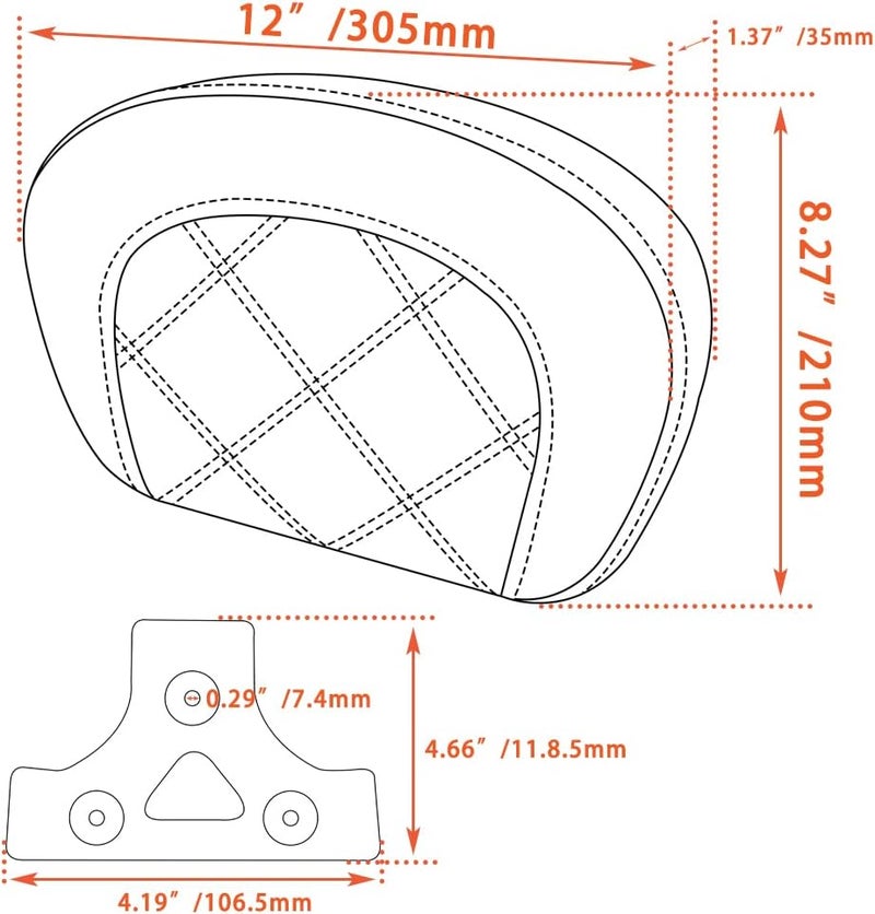 FOVPLUE Passenger Backrest Pad Sissy Bar Pad for Harley Touring Models with Double Red Stitching - Image 4