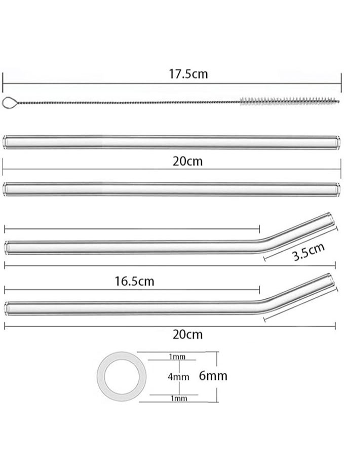 Generic - ECVV Glass Transparent Straw Set 5 Pieces - 4 x Straws, 1 x Brush, Healthy and Eco-friendly, Suitable for Everyday Drinking, Breadfast, Juice - Image 1