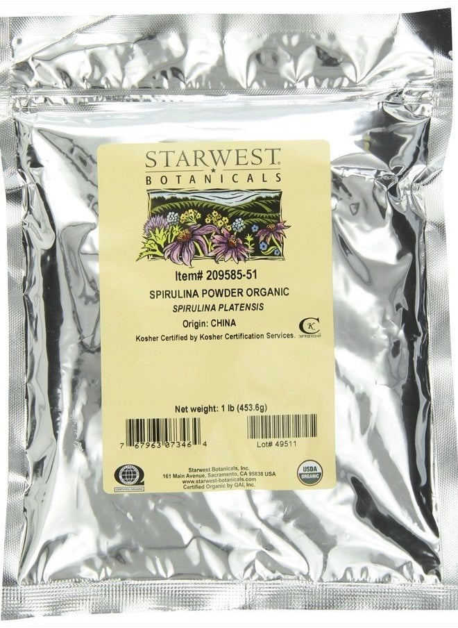 Starwest Botanicals - Certified Organic Spirulina Powder, 1-Pound Bulk Bag - Image 1