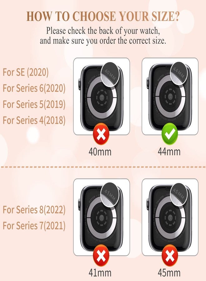 RICHONE 5Pack Protector Case Compatible with Apple Watch SE Series 6 5 4 44mm Cover, Double Row Bling Crystal Diamonds Protective Cover PC Plated Bumper Frame Accessories (5 Colors, 44mm) - Image 2