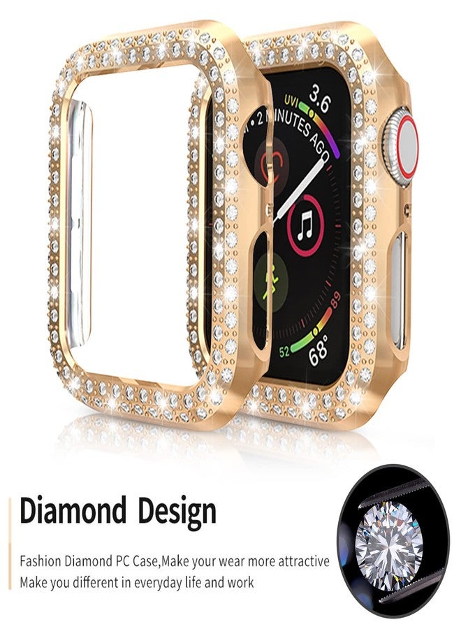 RICHONE 5Pack Protector Case Compatible with Apple Watch SE Series 6 5 4 44mm Cover, Double Row Bling Crystal Diamonds Protective Cover PC Plated Bumper Frame Accessories (5 Colors, 44mm) - Image 3