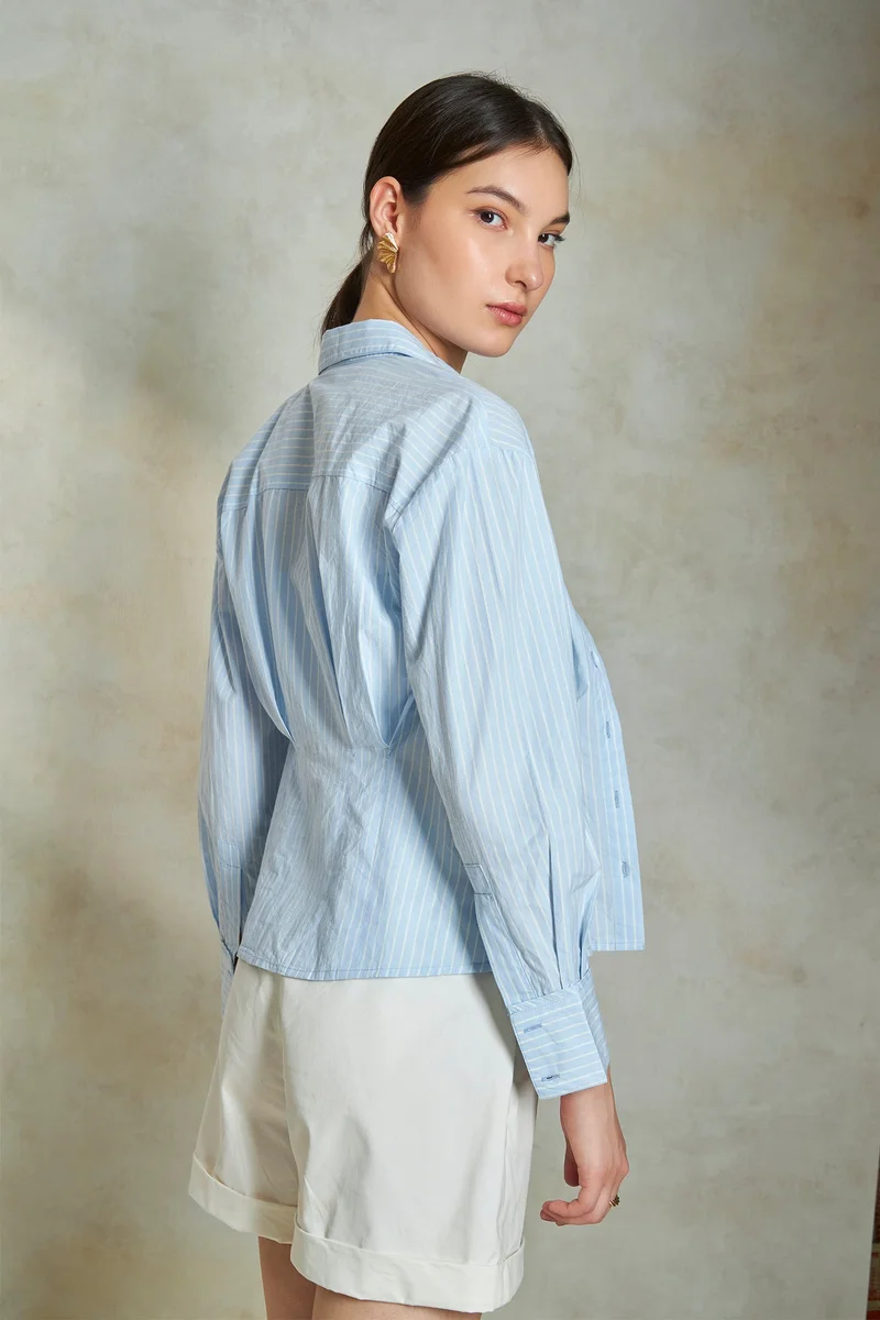 فيرجيو Cotton Striped Daywear Shirts With Bustier for Women