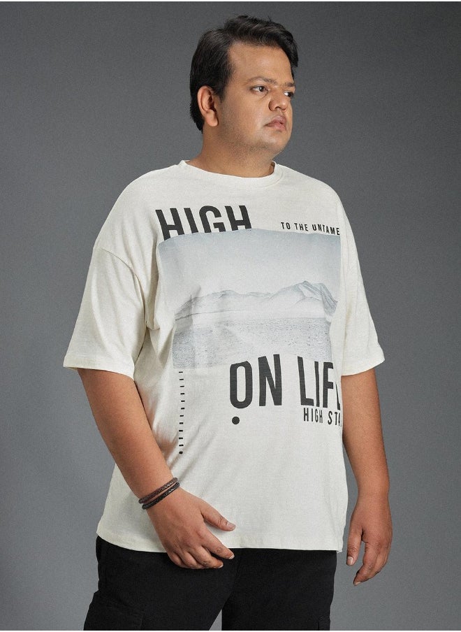 HIGH STAR Men's White 100% Cotton Printed Regular Fit T-Shirt  - Image 2
