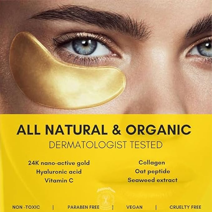 Doppeltree Under Eye Patches & Masks (18 Pairs) - All Natural Anti Aging Treatment for Bags, Puffiness, Wrinkles, & Dark Circles - 24K Gold, Collagen, Hyaluronic Acid, Hydrogel - Formulated in San Francisco USA - Image 3