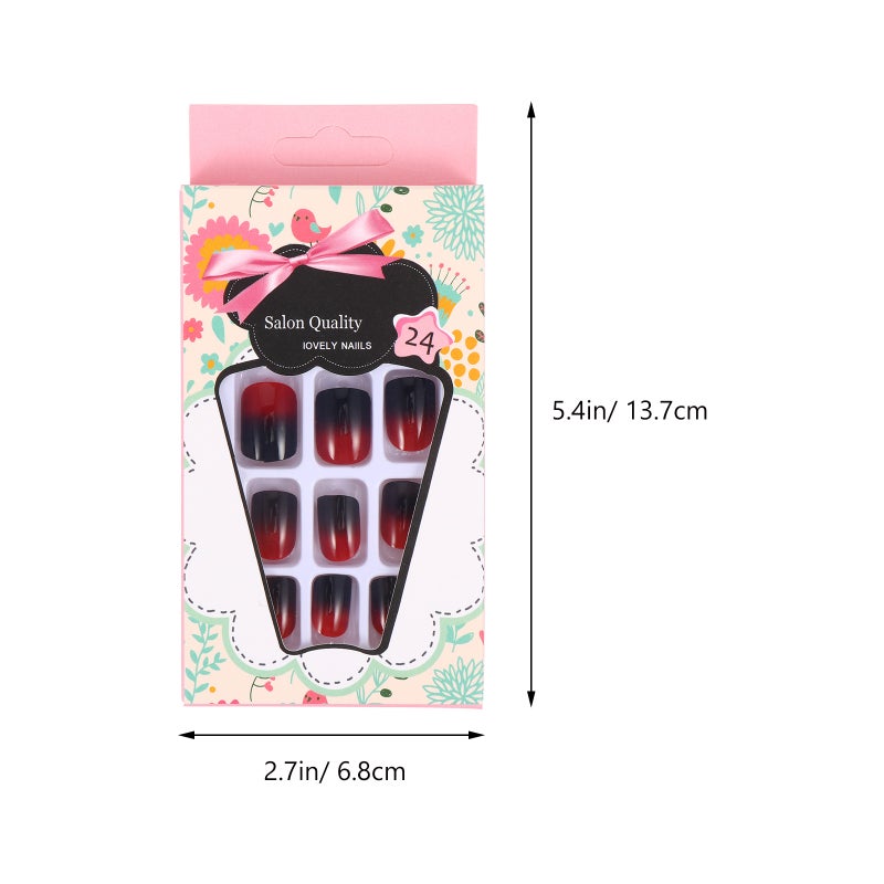 48pcs Gradient Nail Tips Full Cover Short False Nails with Glue - Image 2