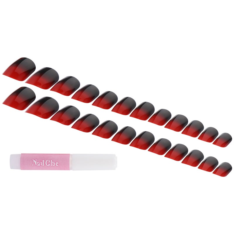 48pcs Gradient Nail Tips Full Cover Short False Nails with Glue - Image 1