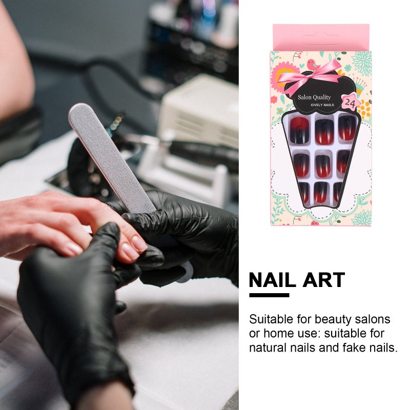 48pcs Gradient Nail Tips Full Cover Short False Nails with Glue - Image 3