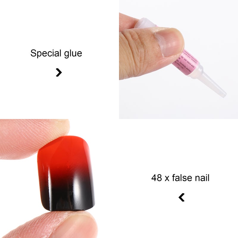 48pcs Gradient Nail Tips Full Cover Short False Nails with Glue - Image 4