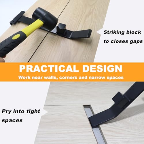 WHLLING Heavy Duty Pull Bar and Pry Bar, Professional Pull Bar Flooring Installation Tool, Pry Bar with Solid Square Steel Block and Protective Felt Underside for Laminate Wood Flooring Installation - Image 5