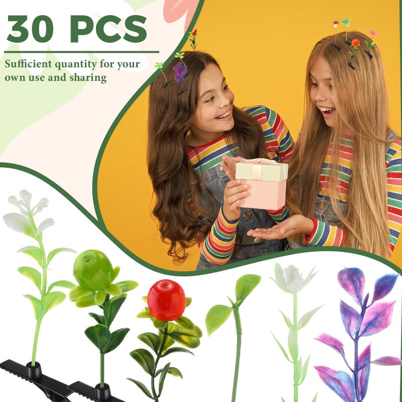 Luinabio 30 Pcs Bean Sprout Hair Clips Rave Mixed Style Plant Hairpins Hair Accessories for Party Irish(Cute) - Image 4