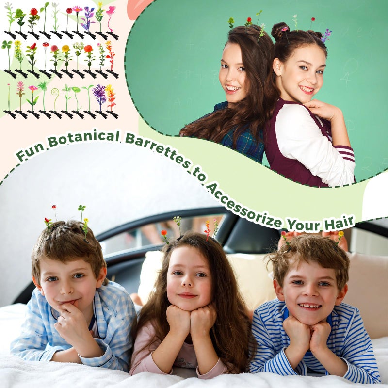 Luinabio 30 Pcs Bean Sprout Hair Clips Rave Mixed Style Plant Hairpins Hair Accessories for Party Irish(Cute) - Image 5
