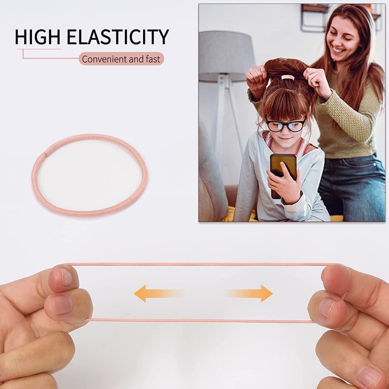 BELICIA Hair Elastics 200 PCS Elastic Hair Ties Band No Metal High Stretch Rubber Hair Band 2MM for Fine to Medium Hair for Women - Image 3
