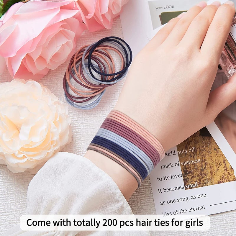 BELICIA Hair Elastics 200 PCS Elastic Hair Ties Band No Metal High Stretch Rubber Hair Band 2MM for Fine to Medium Hair for Women - Image 4