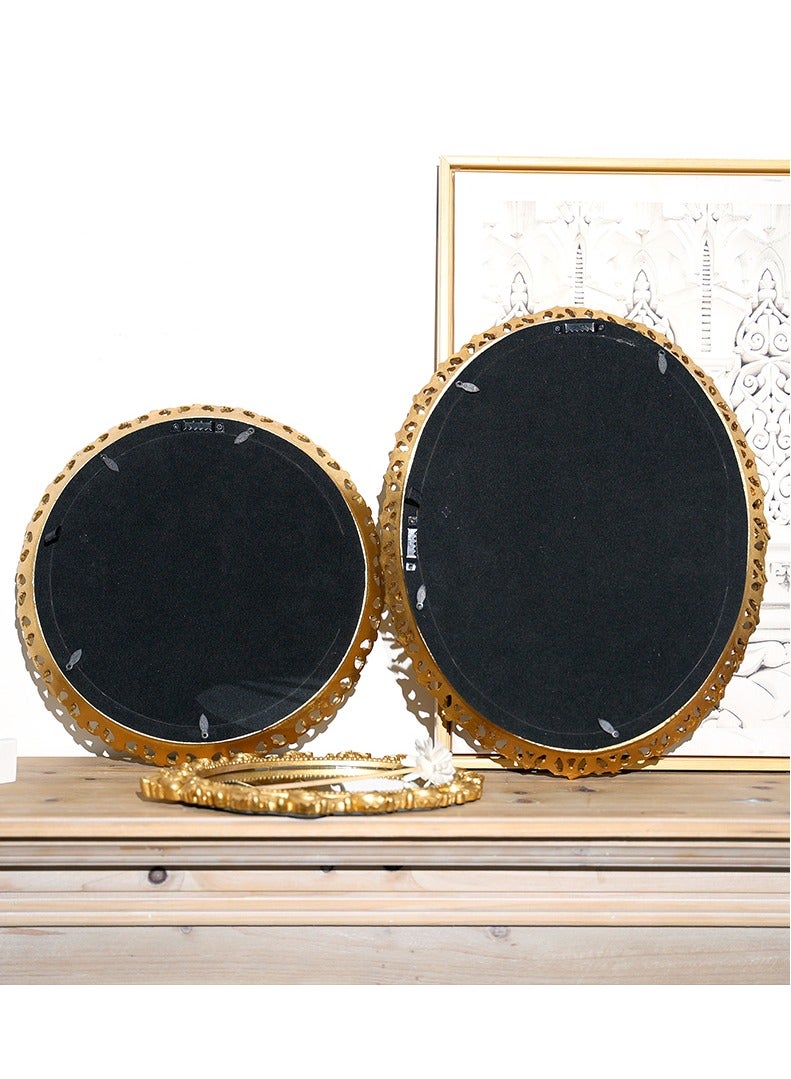 إطار صور دائري أوروبي كلاسيكي من الراتينج مع زخارف بارزة ونقوش مفرغة - ديكور ذهبي للحائط أو الطاولة - Image 5